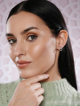Aatmana - White Silver-Plated Contemporary Studs Earrings