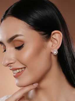 Aatmana - Rose Gold-Plated Floral Studs Earrings