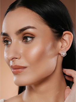 Aatmana - Silver-Plated Floral Studs Earrings