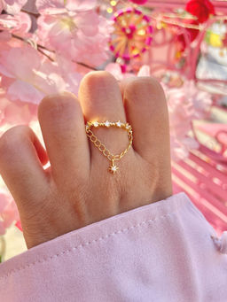 ISHKAARA - White Star Chain Hanging Anti-Tarnish Ring