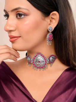 Silvermerc Designs - Pink Exquisite Silver Plated Gemstone Jewellery Set