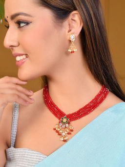 Silvermerc Designs - Red Traditional Beaded Necklace Set