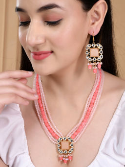 Silvermerc Designs - Pink Gold-Plated Beaded Necklace Set