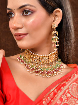 Silvermerc Designs - Multi-Color Elegant Gold-Plated Jewellery Set