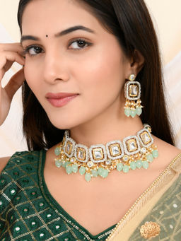 Silvermerc Designs - Green Stones Elegant Bridal Jewellery Set