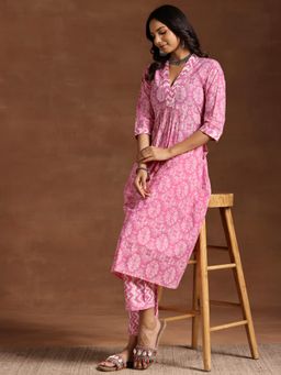 Libas - Pink Pure Cotton Printed Kurta Sets for Women