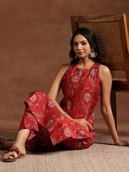 Libas - Red Silk Blend Printed Kurta Sets for Women