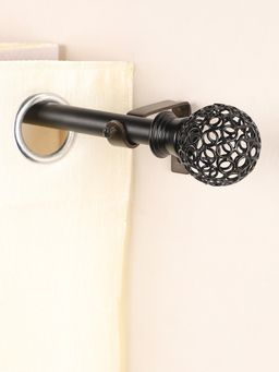 The Decor Mart - 84"-144" Ventilia Metal Finial Extendable Curtain Rod Black 19Mm (Hardware Included)