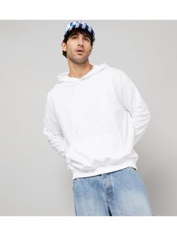 Styli - White Football Themed Back Graphic Oversized Hoodie
