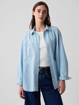 GAP - Women's Loose Denim Collar Neck Shirt