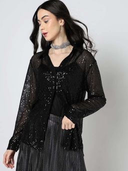 GAP - Women's Sequins Collar Neck Relaxed Shirt