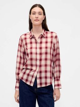 GAP - Women's Checks Collar Neck Relaxed Shirt