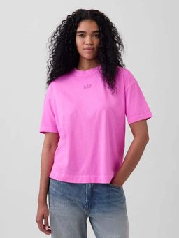 GAP - Women's Crew Neck Brand Logo Half Sleeves Pink T-Shirt