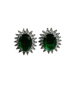 XAGO - Radiant Marquise and Oval Green Stone Cluster Earrings
