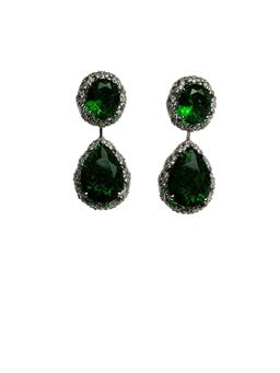 XAGO - Chic Linked Greentone Halo Teardrop Earrings