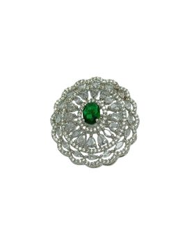 XAGO - Silver Plated White Green Stone Ring