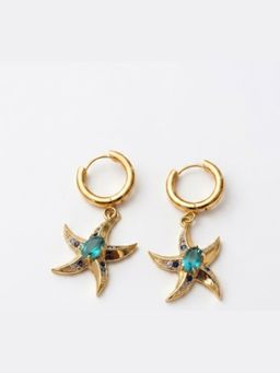 XAGO - Blue Starfish Charm Hoop Earrings