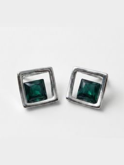 XAGO - Geometric Green Square Stud Earrings