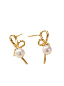 XAGO - Gold Plated Wire Bow Stud Earrings