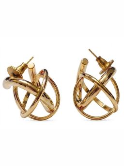 XAGO - Modern Gold 3D Abstract Cross Loop Stud Earrings