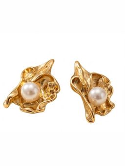 XAGO - Modern Textured Molten Gold Shell Stud Earrings