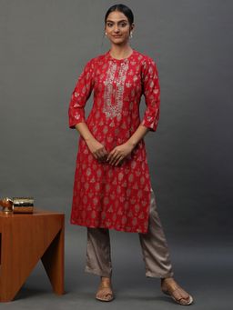 Aurelia - Red Printed Ethnic Kurta