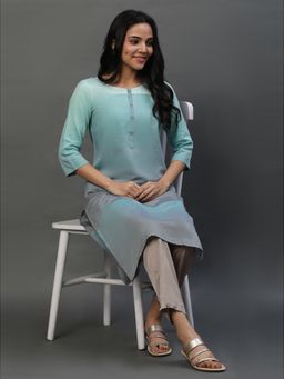 Aurelia - Lichen Blue and Grey Yarn Dyed Kurta