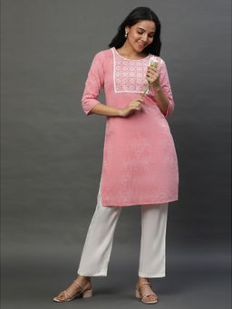 Aurelia - Pink Yarn Dyed Cotton Kurta