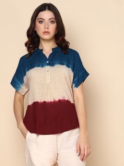 Maaesa - Hand Done Multicolor Tie Dyed Rayon Slub Top