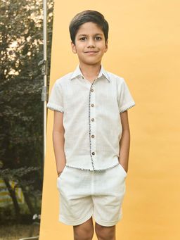House of Ekam - Boys White Cotton Shirt