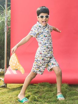 House of Ekam - Boys Multi-Color Cotton Shirt with Pant (Set of 2)