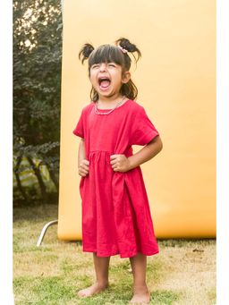 House of Ekam - Girls Pink Cotton Midi Dress