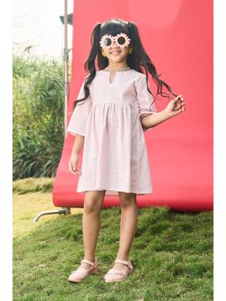 House of Ekam - Girls Pink Cotton Mini Dress