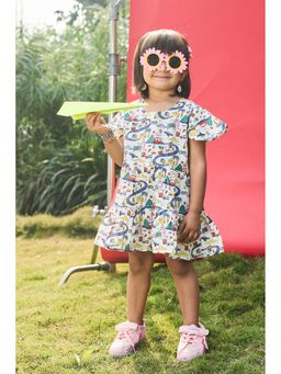 House of Ekam - Girls Multi-Color Cotton Mini Dress