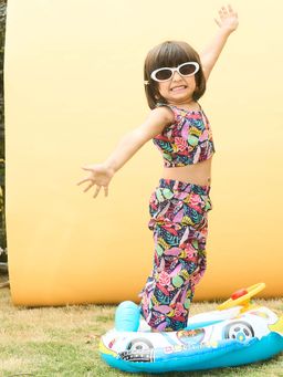 House of Ekam - Girls Multi-Color Cotton Top with Pant (Set of 2)