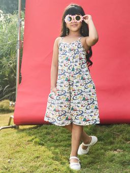House of Ekam - Girls Multi-Color Cotton Jumpsuit
