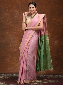 Hella Fashions - Lavender Arni Silk Saree with Unstitched Blouse