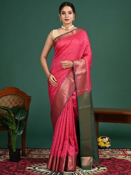 Hella Fashions - Fuchsia South Art Silk Saree with Unstitched Blouse
