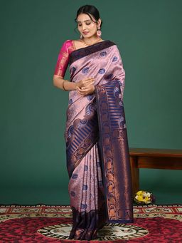 Hella Fashions - Lavender South Art Silk Saree with Unstitched Blouse
