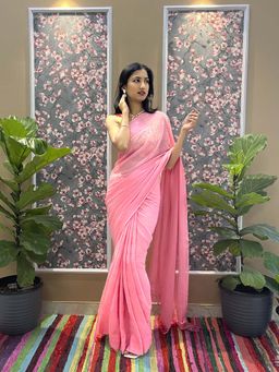 Hella Fashions - Pink Summer Love Saree with Unstitched Blouse