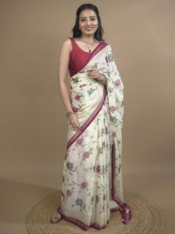 Hella Fashions - Red Summer Love Saree with Unstitched Blouse