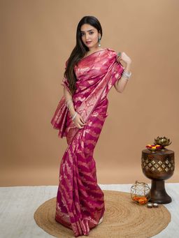 Hella Fashions - Mauve Floral Saree with Unstitched Blouse