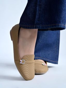 Shoetopia - Beige Girls Casual Loafers