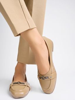 Shoetopia - Beige Girls Casual Ballerina