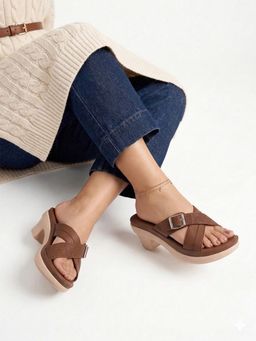 Shoetopia - Brown Girls Casual Heels