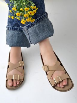 Shoetopia - Beige Girls Casual Flats