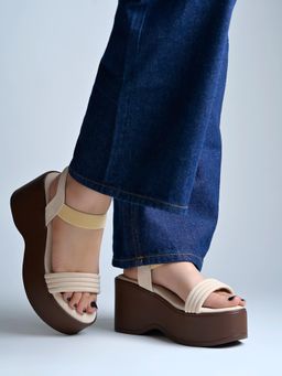 Shoetopia - Cream Girls Casual Heels