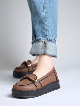 Shoetopia - Brown Girls Casual Loafers