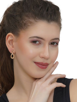 Carlton London - White Rose Gold Plated Stones Earrings