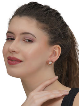 Carlton London - White Rose Gold Plated Stones Earrings